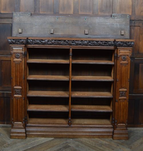 VICTORIAN GOTHIC REVIVAL OAK OPEN BOOKCASE - ADDITIONAL PHOTO 9