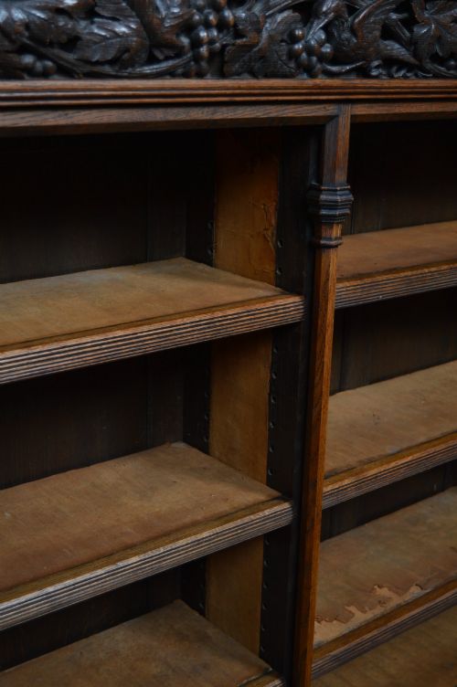 VICTORIAN GOTHIC REVIVAL OAK OPEN BOOKCASE - ADDITIONAL PHOTO 12