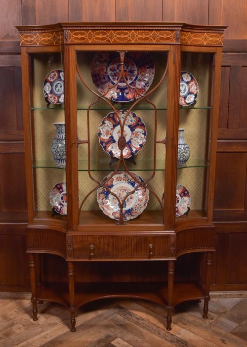 EDWARDIAN INLAID MAHOGANY DISPLAY CABINET