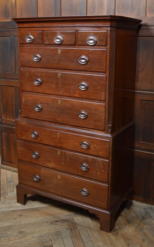 GEORGIAN MAHOGANY CHEST ON CHEST - ADDITIONAL PHOTO 6