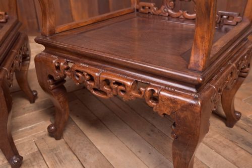 PAIR OF CHINESE HARDWOOD ARMCHAIRS - ADDITIONAL PHOTO 5