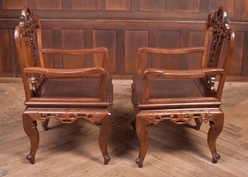 PAIR OF CHINESE HARDWOOD ARMCHAIRS - ADDITIONAL PHOTO 6