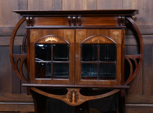 INLAID ART NOUVEAU MAHOGANY DISPLAY CABINET - ADDITIONAL PHOTO 1