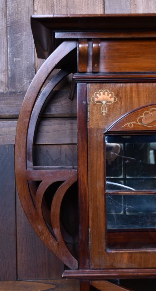 INLAID ART NOUVEAU MAHOGANY DISPLAY CABINET - ADDITIONAL PHOTO 8