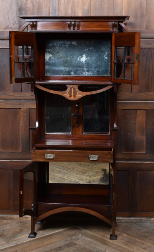 INLAID ART NOUVEAU MAHOGANY DISPLAY CABINET - ADDITIONAL PHOTO 11