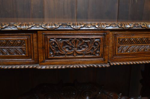 CARVED VICTORIAN PADAUK LIBRARY TABLE - ADDITIONAL PHOTO 3