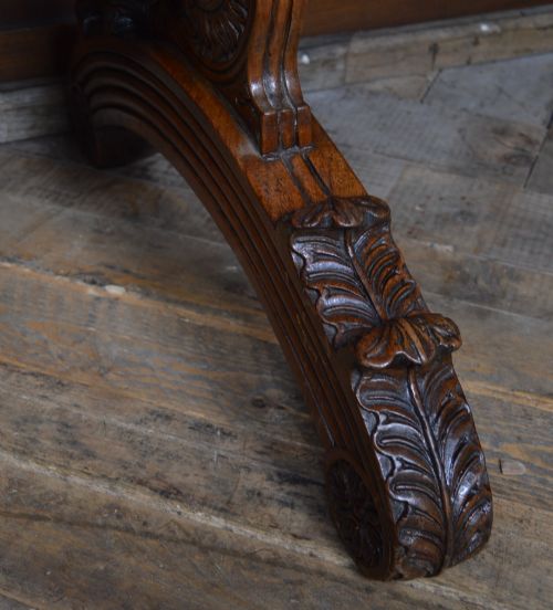 CARVED VICTORIAN PADAUK LIBRARY TABLE - ADDITIONAL PHOTO 4