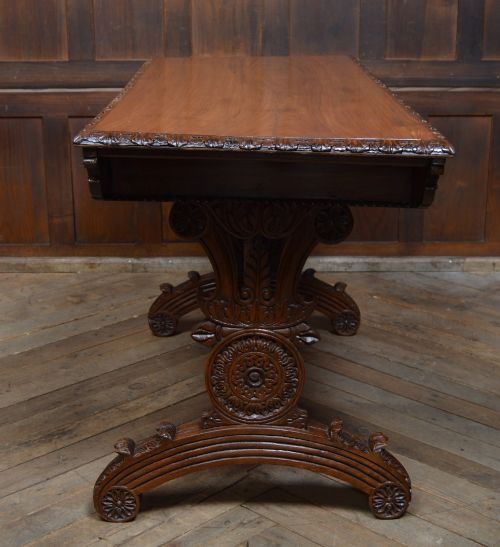 CARVED VICTORIAN PADAUK LIBRARY TABLE - ADDITIONAL PHOTO 7
