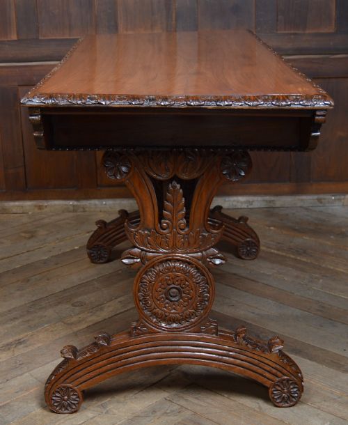 CARVED VICTORIAN PADAUK LIBRARY TABLE - ADDITIONAL PHOTO 8