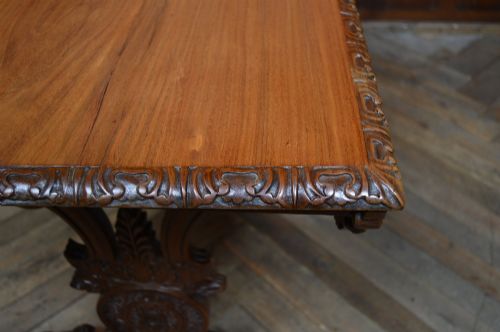 CARVED VICTORIAN PADAUK LIBRARY TABLE - ADDITIONAL PHOTO 13