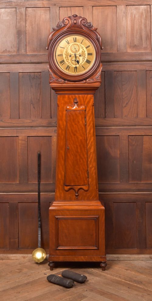 VICTORIAN SCOTTISH MAHOGANY DRUMHEAD GRANDFATHER CLOCK BY ANDREW THOM