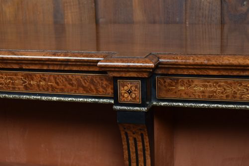 VICTORIAN AMBOYNA EBONIZED OPEN BOOKCASE - ADDITIONAL PHOTO 3