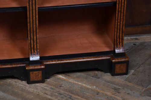 VICTORIAN AMBOYNA EBONIZED OPEN BOOKCASE - ADDITIONAL PHOTO 7