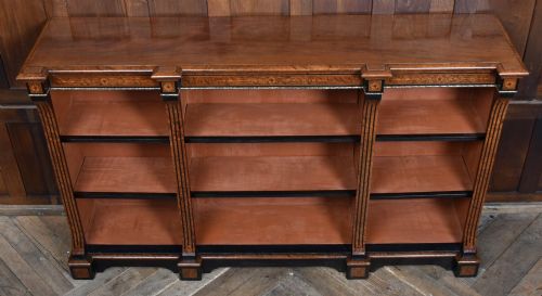 VICTORIAN AMBOYNA EBONIZED OPEN BOOKCASE - ADDITIONAL PHOTO 8