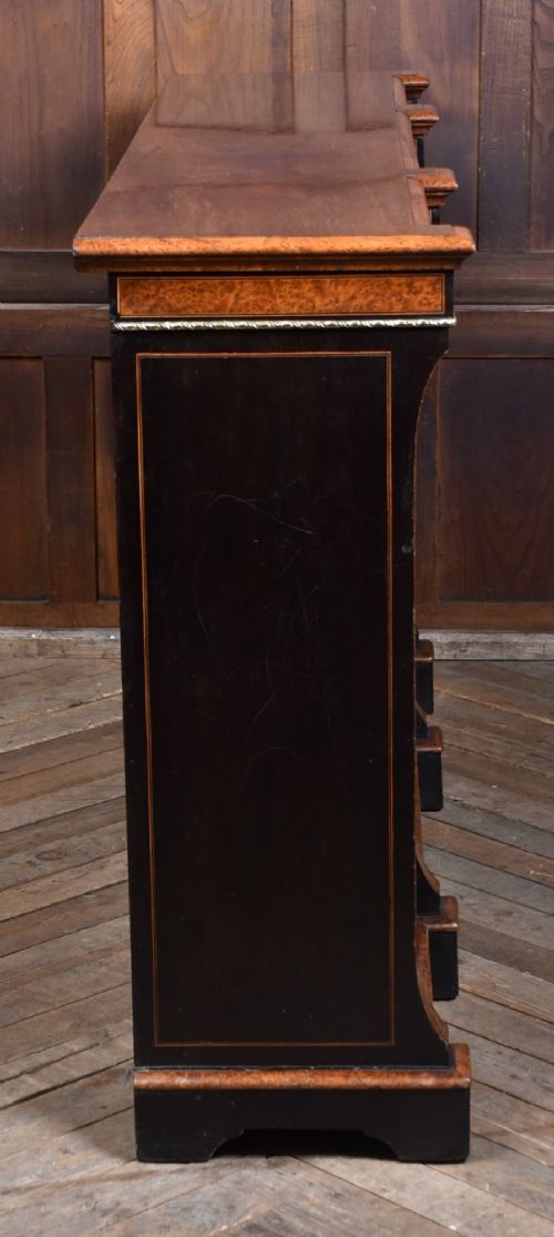 VICTORIAN AMBOYNA EBONIZED OPEN BOOKCASE - ADDITIONAL PHOTO 11
