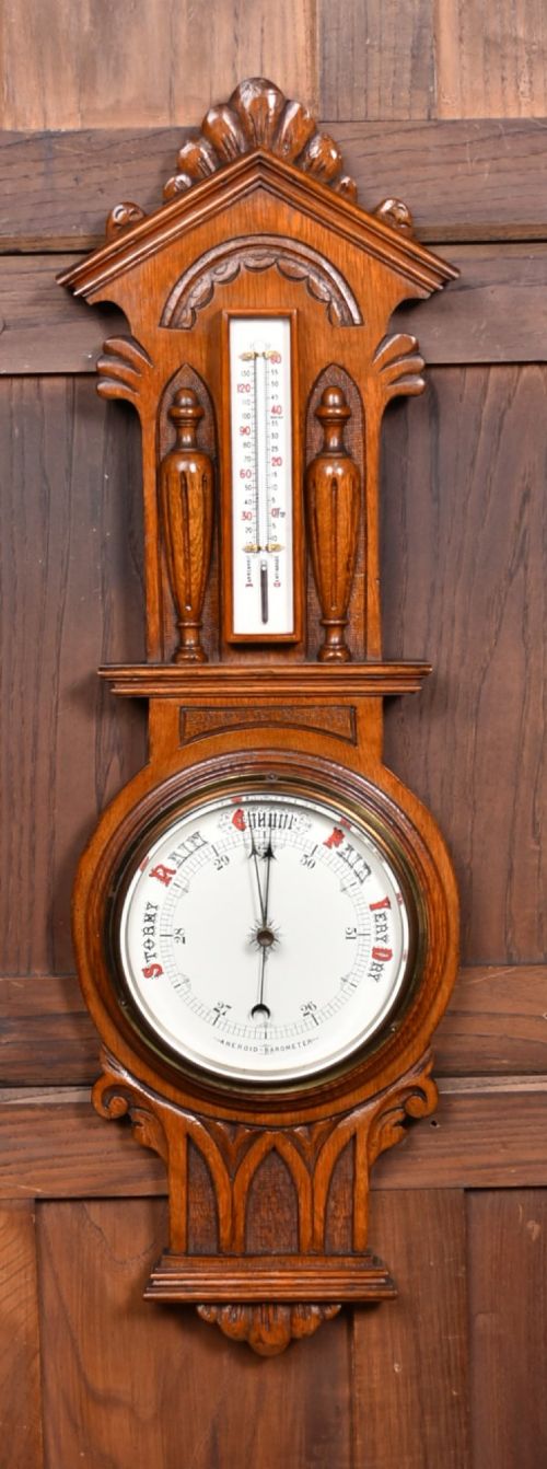 VICTORIAN OAK BAROMETER