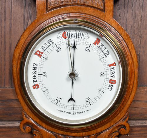 VICTORIAN OAK BAROMETER - ADDITIONAL PHOTO 2