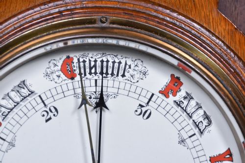 VICTORIAN OAK BAROMETER - ADDITIONAL PHOTO 4