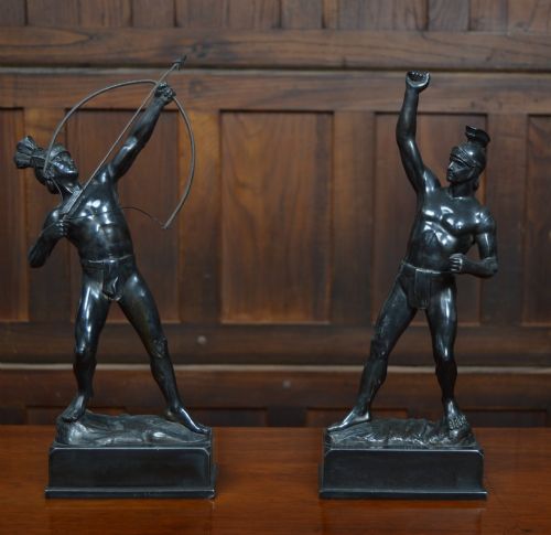 PAIR OF SPELTER ROMAN FIGURES - ADDITIONAL PHOTO 1