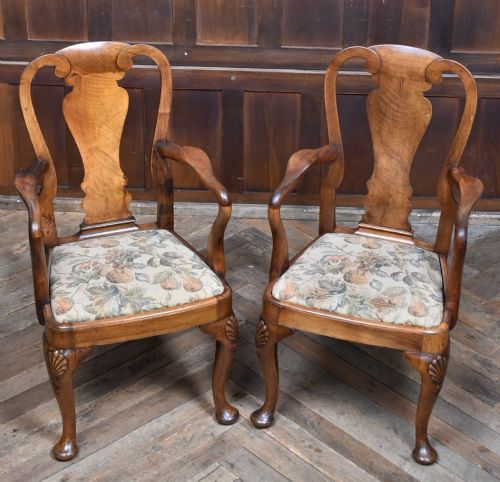 PAIR OF VICTORIAN WALNUT ARMCHAIRS