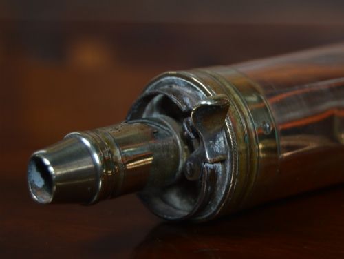 19TH CENTURY COPPER AND BRASS POWDER FLASK - ADDITIONAL PHOTO 5
