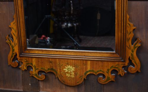 EDWARDIAN WALNUT WALL MIRROR - ADDITIONAL PHOTO 3