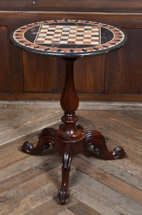 pietra dura marbleinlaid pedestal table - CATEGORY: ANTIQUE TABLES - DATED VICTORIAN