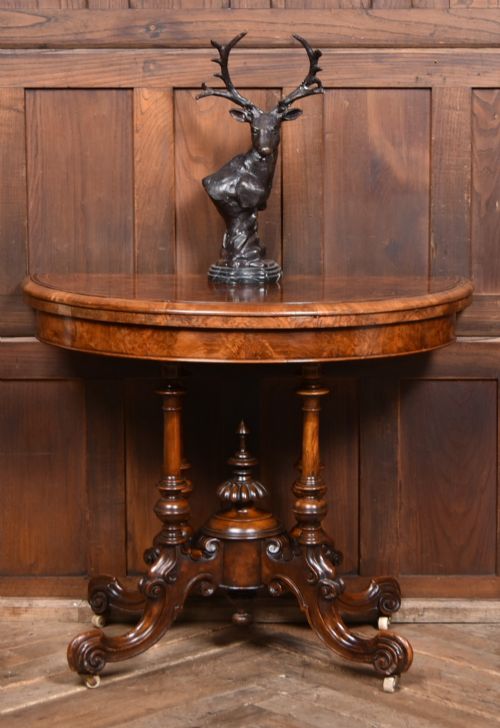 Victorian Burr Walnut Fold-over Games Table