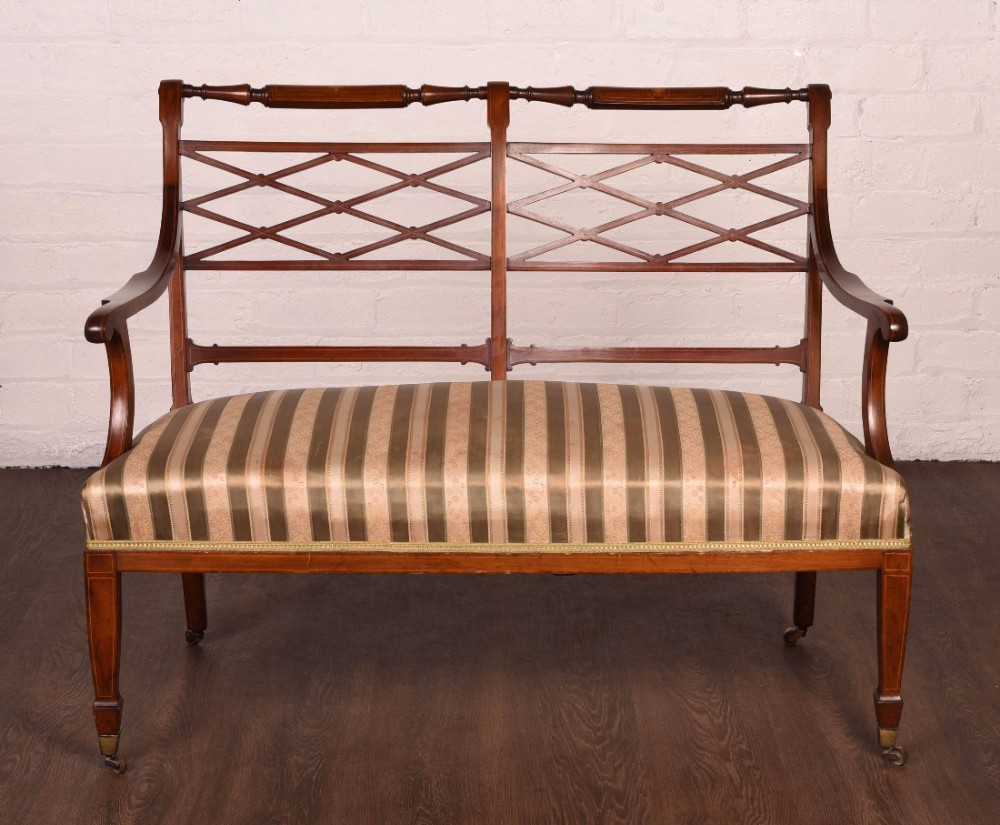Mahogany inlaid two seater settee 