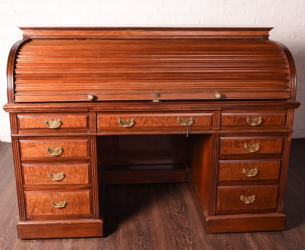 Stunning mahogany roll top desk by maple and co london 