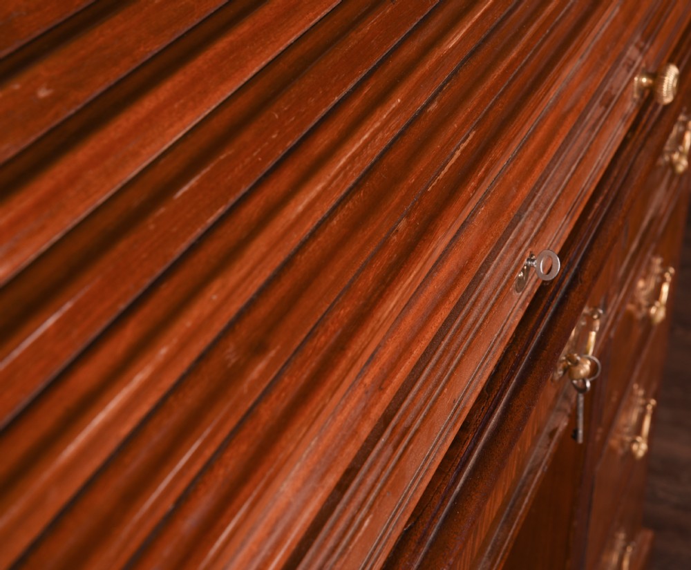 Stunning mahogany roll top desk by maple and co london  View II