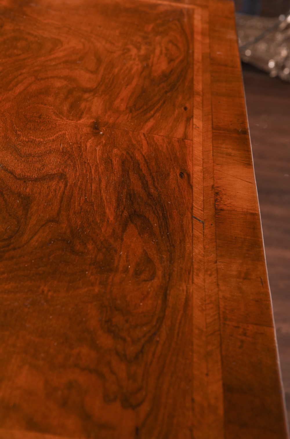 Figured Walnut 3 drawer chest of drawers  View II