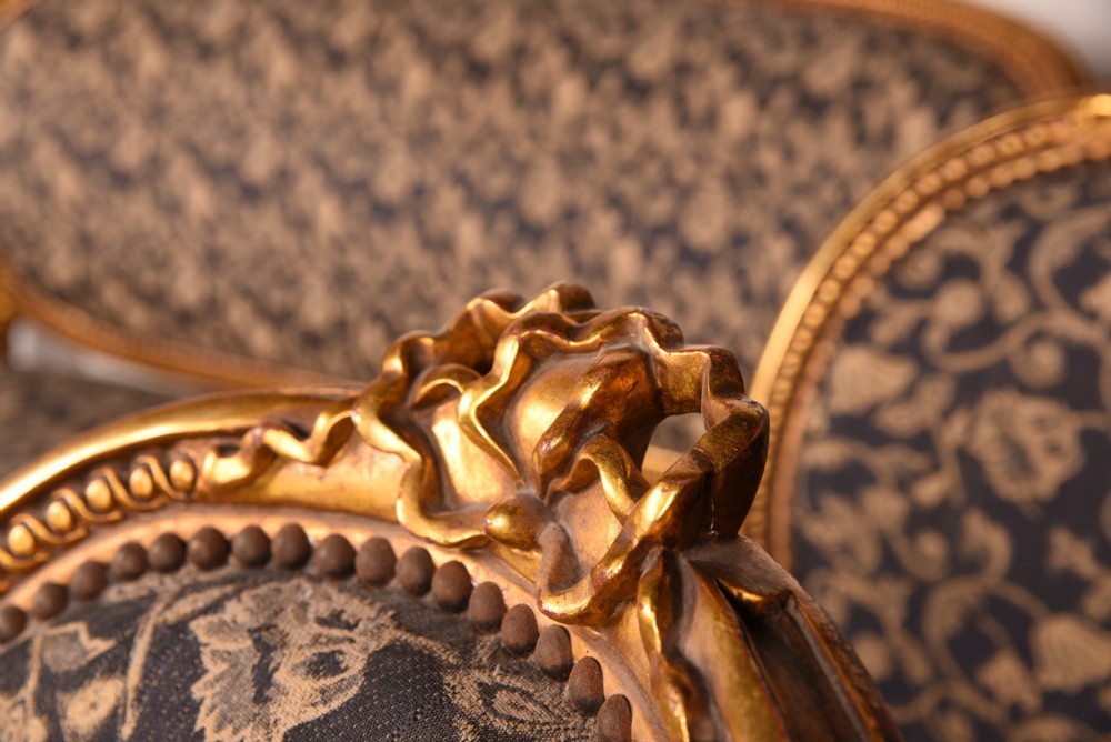 19th century 5 piece carved gilt wood salon suite  View V