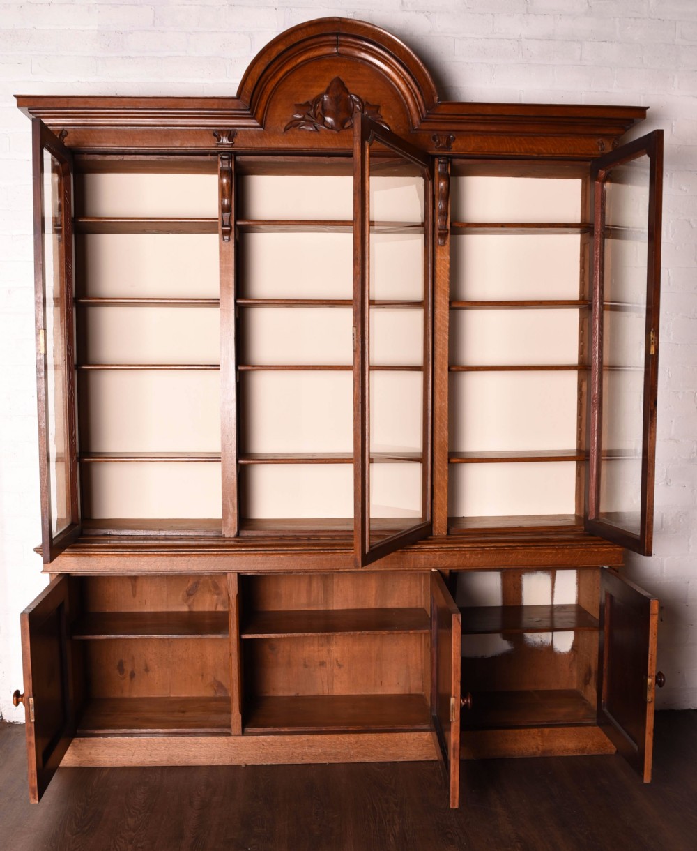 Victorian 3 door oak bookcase  View X