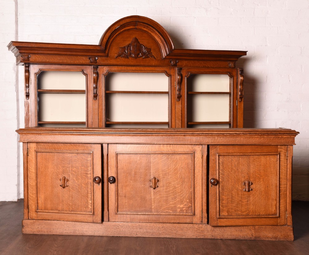 Victorian 3 door oak bookcase  View XV