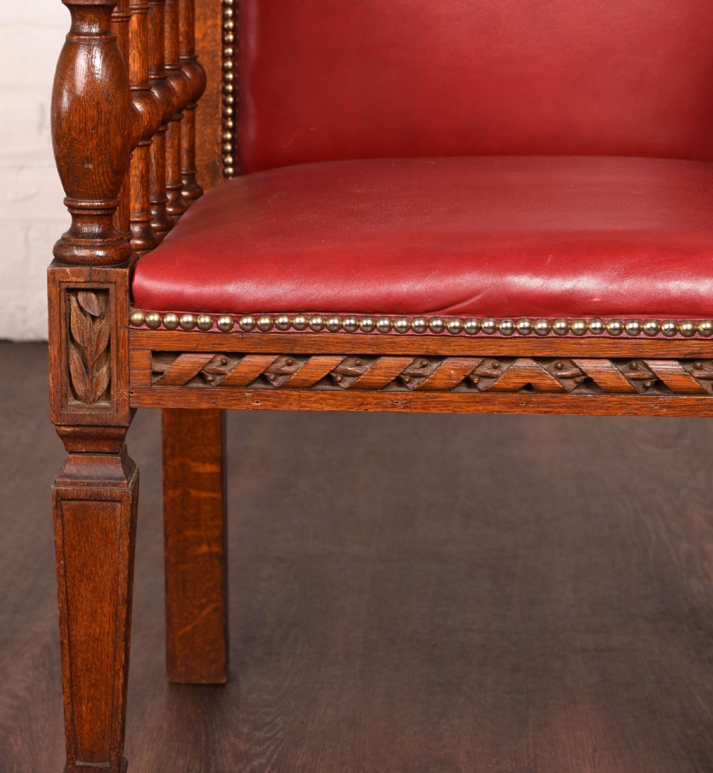 oak carved desk arm chair  View II