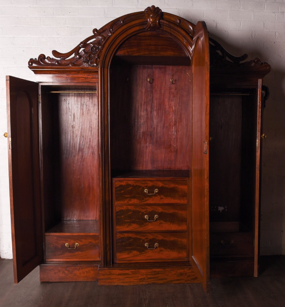 Stunning 3 door Scottish Victorian breakfront wardrobe  View X