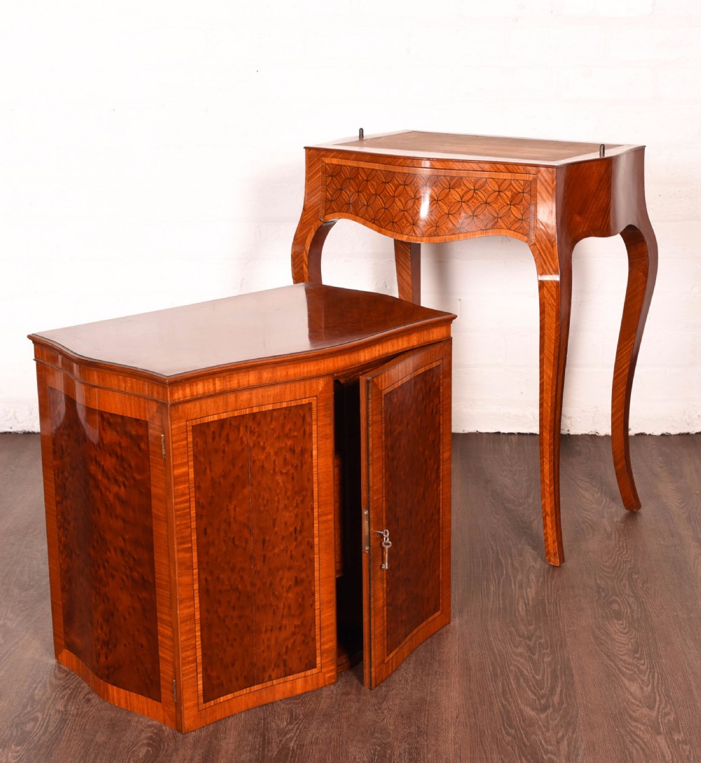 A Exhibition quality satin wood collectors cabinet on stand View XVII