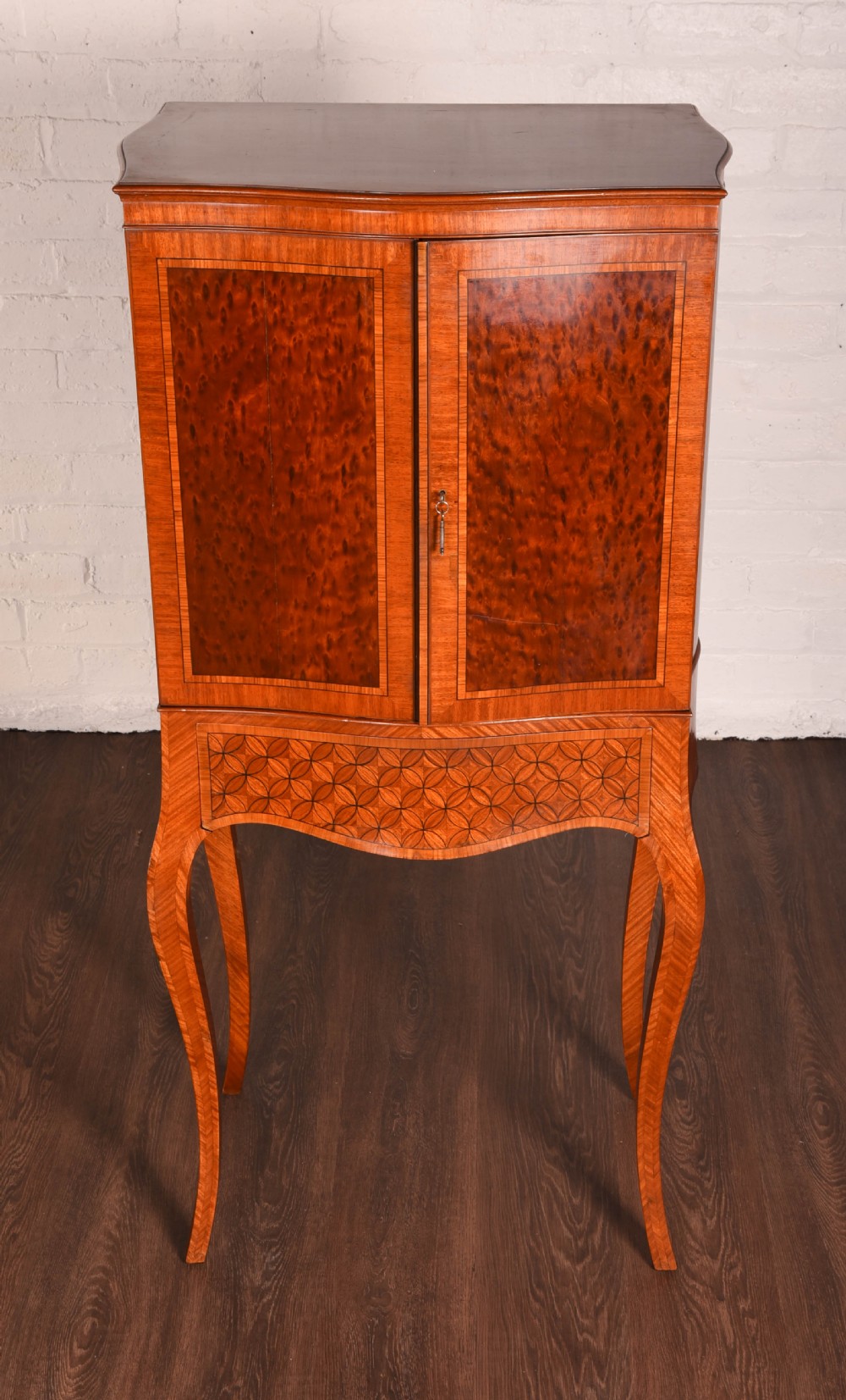 A Exhibition quality satin wood collectors cabinet on stand View XX