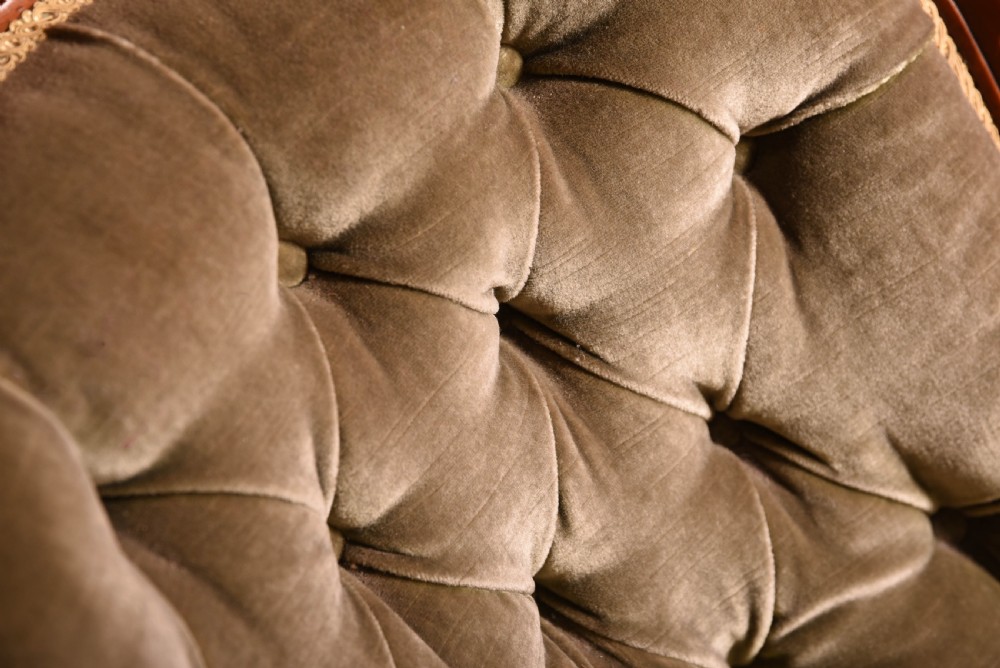 Victorian walnut button back arm chair  View II