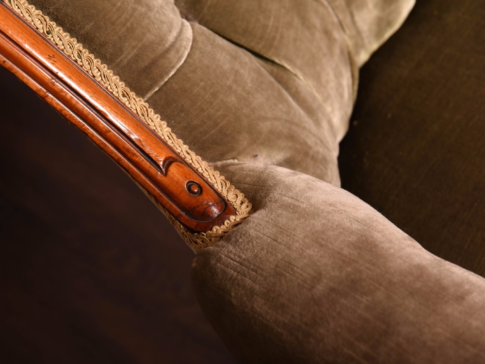 Victorian walnut button back arm chair  View III