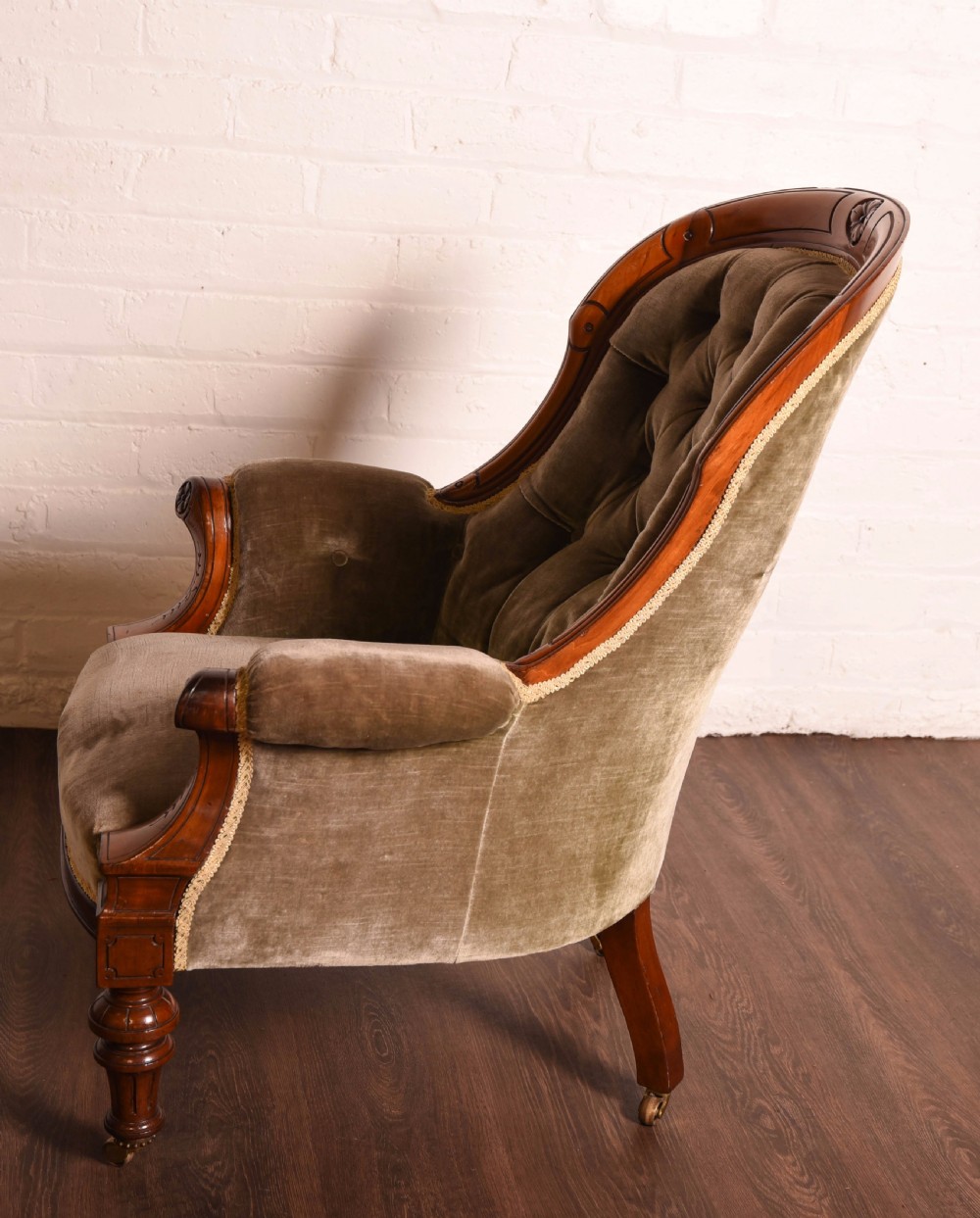 Victorian walnut button back arm chair  View VII