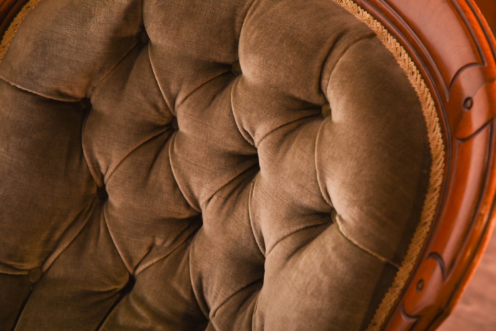 Victorian walnut button back arm chair  View IX
