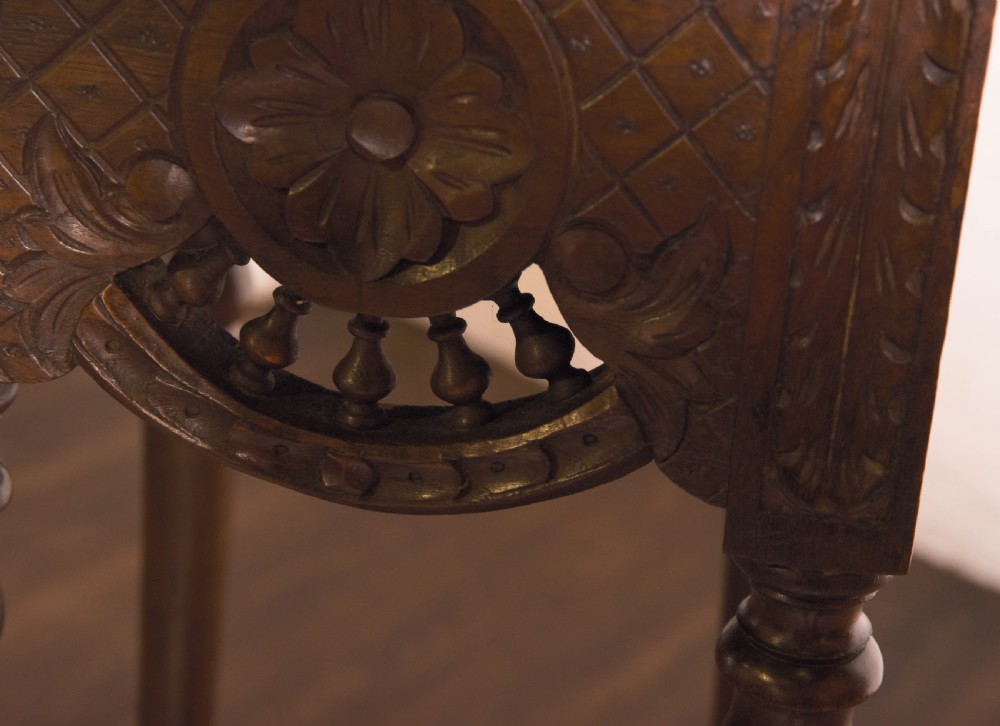 Quality carved oak plant stand  View II