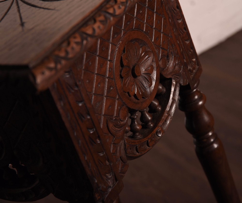 Quality carved oak plant stand  View IV
