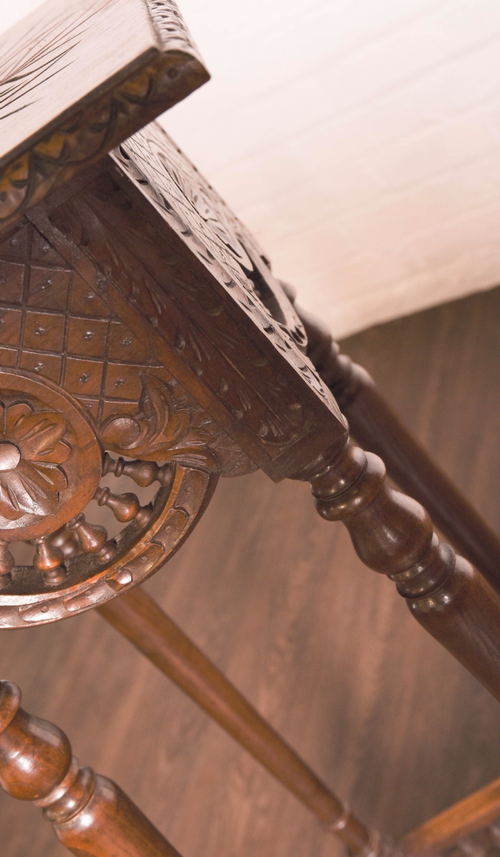Quality carved oak plant stand  View VIII