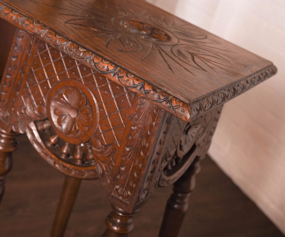Quality carved oak plant stand  View IX