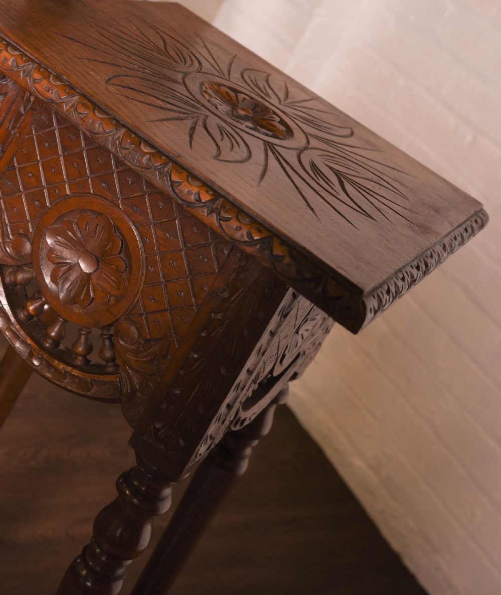 Quality carved oak plant stand  View X