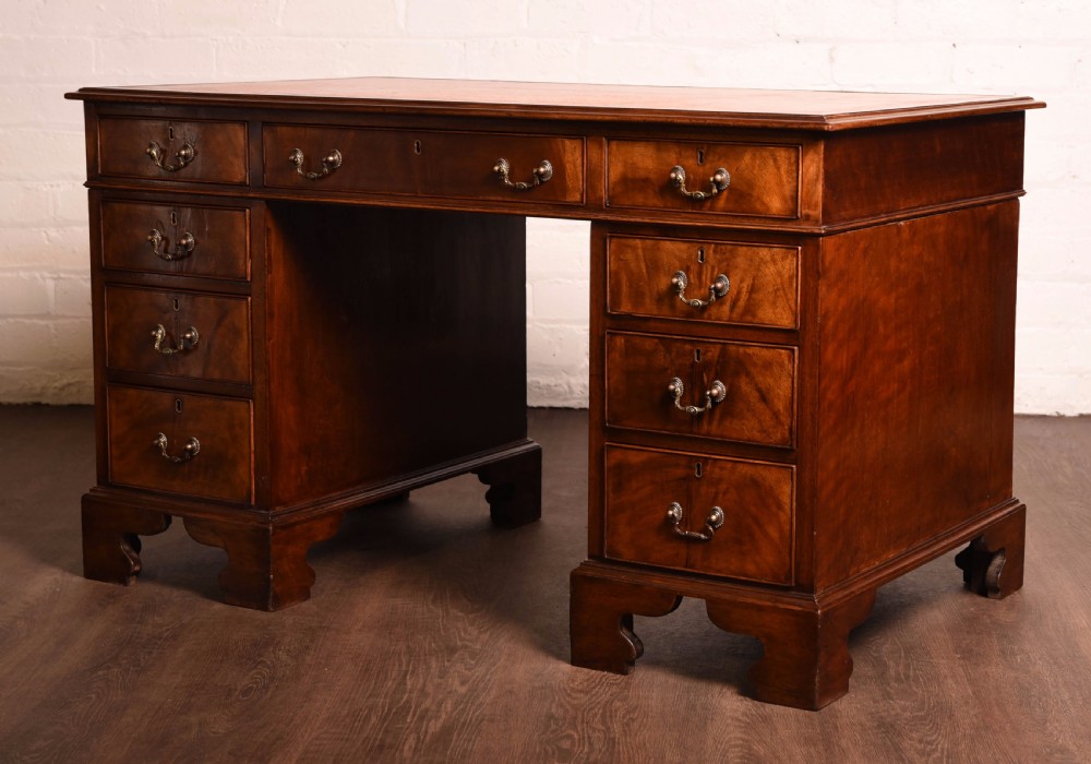 mahogany pedestal 3 part desk  View II