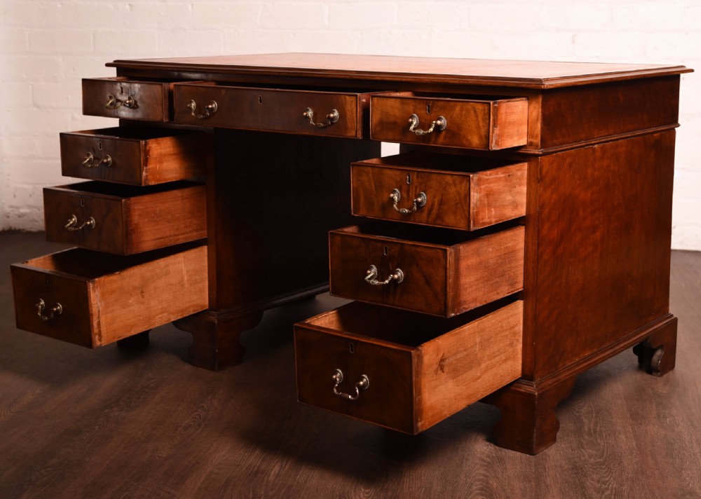 mahogany pedestal 3 part desk  View VII